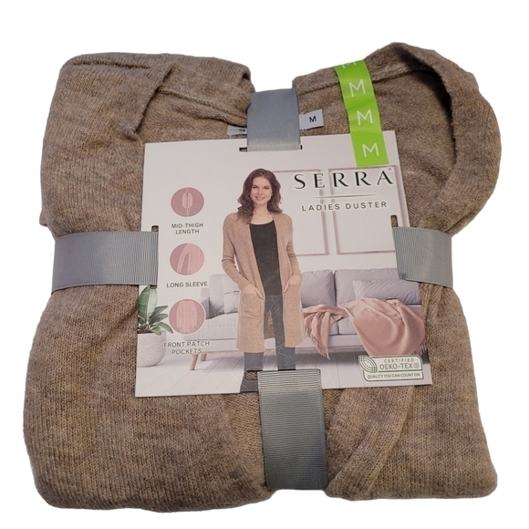 Serra Cardigan Duster WMS Medium Tan NEW Mid Thigh Length Neutral - Picture 1 of 8